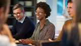 Laughing people in a meeting