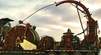 Oil rig during the stimulation process.