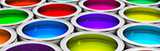 Cans with colorful paints